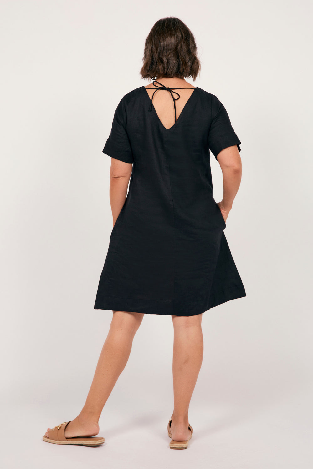 Tilly Linen 2-Way Tunic Dress in Black, Short Dress - Adrift Clothing