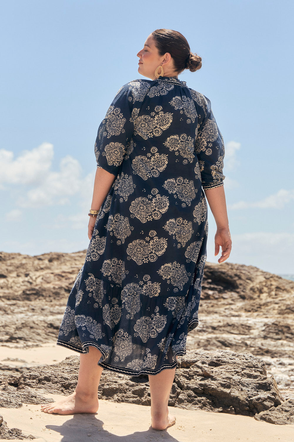 Valentina Tiered Frill Dress in Moroccan Belle Navy