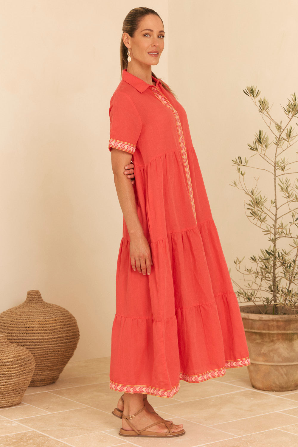 Winslow Button Through Dress in Carota