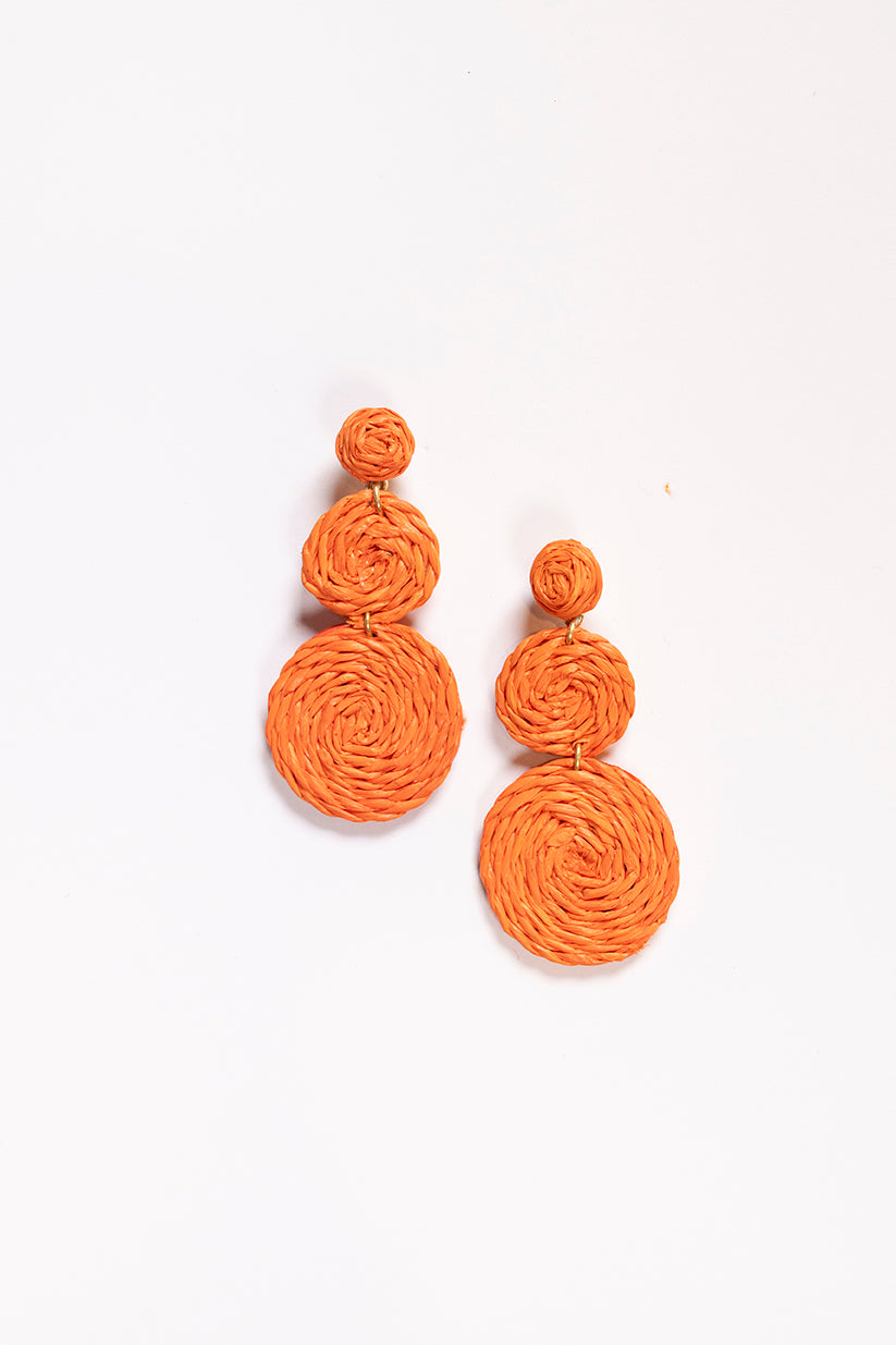 Woven Drop Earrings in Orange