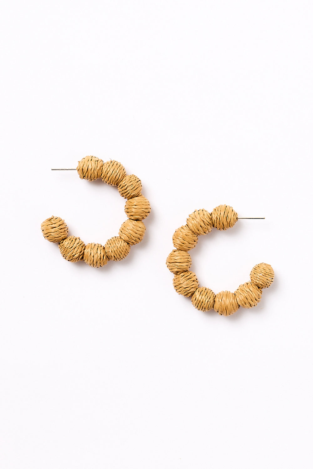 Woven Ball Hoops in Natural