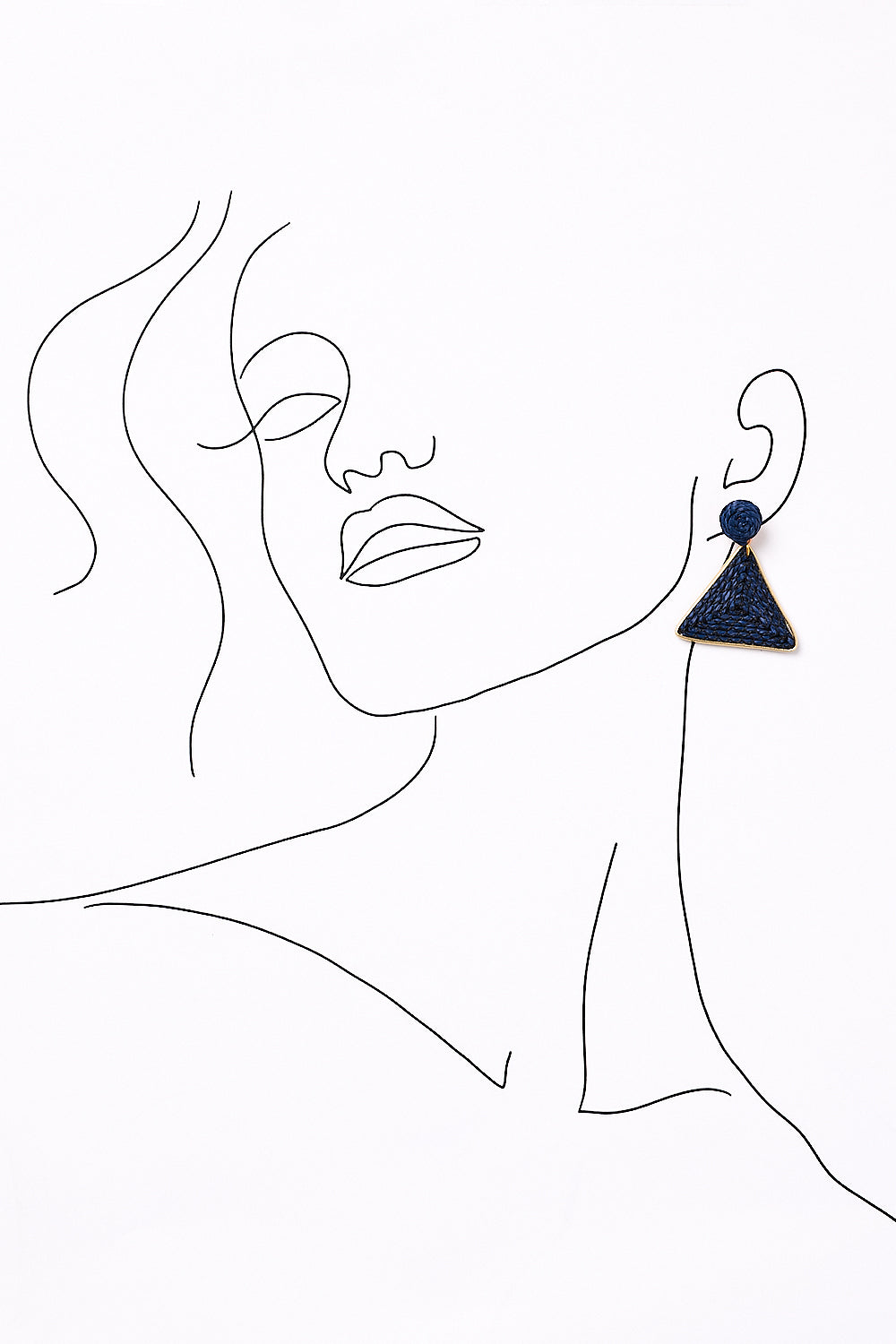 Woven Triangle Earrings in Navy