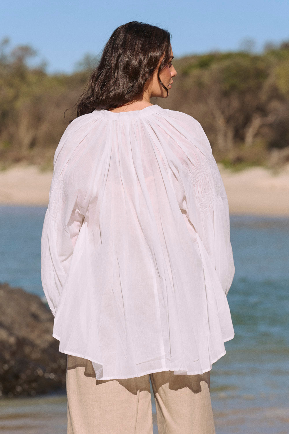 Wren Billow Sleeve Blouse in White