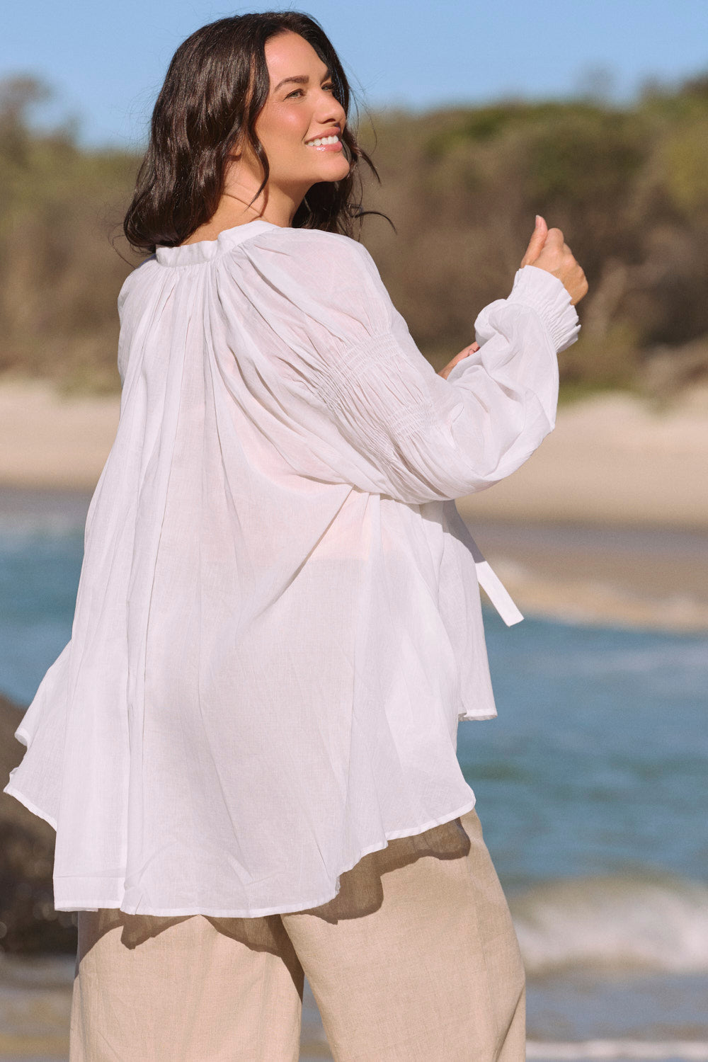Wren Billow Sleeve Blouse in White