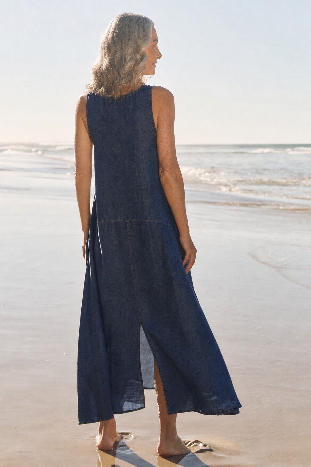 Zuri Tencel Denim Dress in Dark Wash