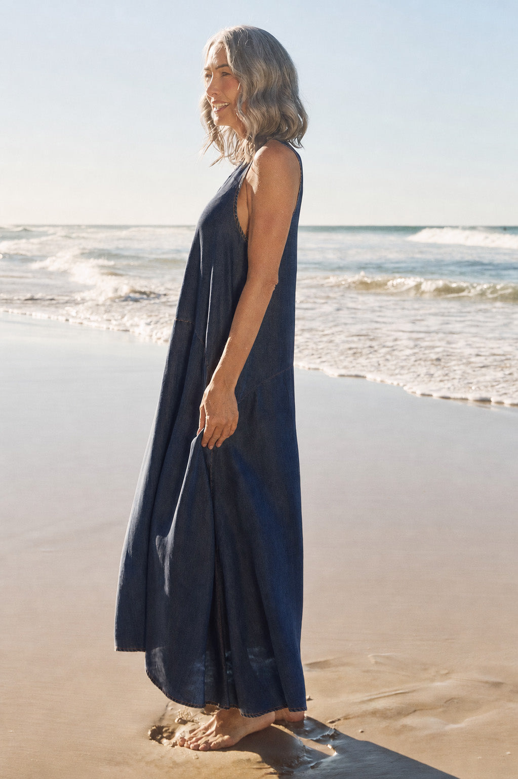 Zuri Tencel Denim Dress in Dark Wash