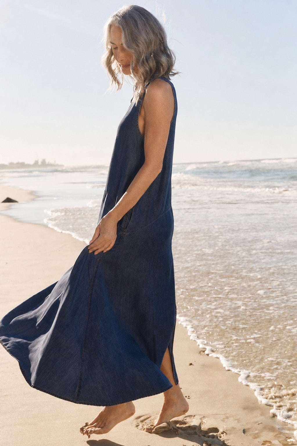 Zuri Tencel Denim Dress in Dark Wash