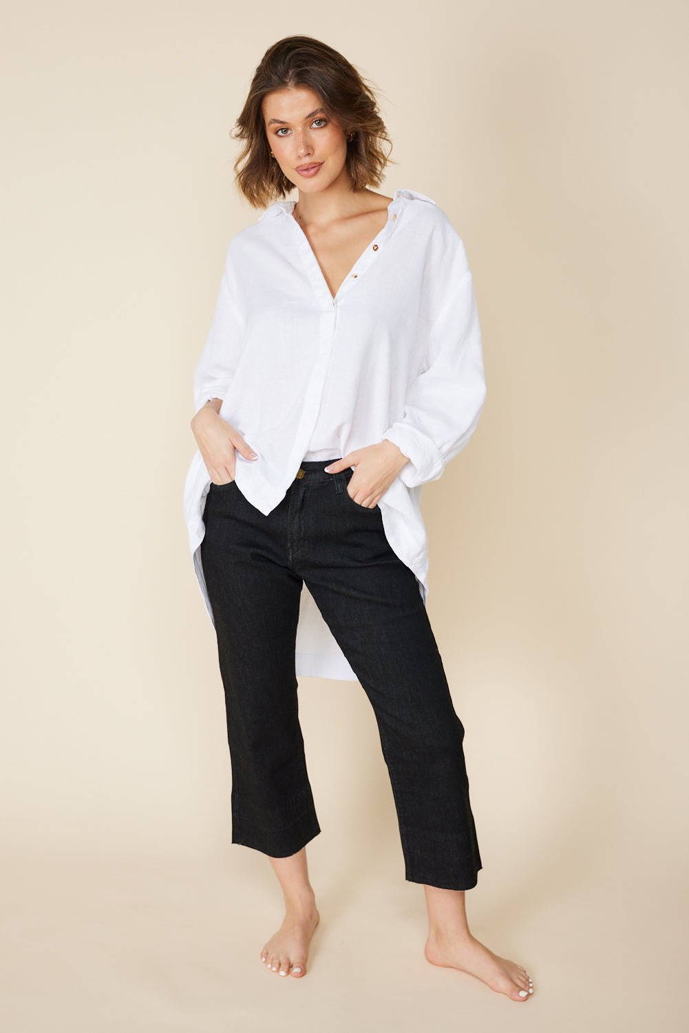 Adrift Denim Cropped Straight Leg Jeans in Black (6803385319498)