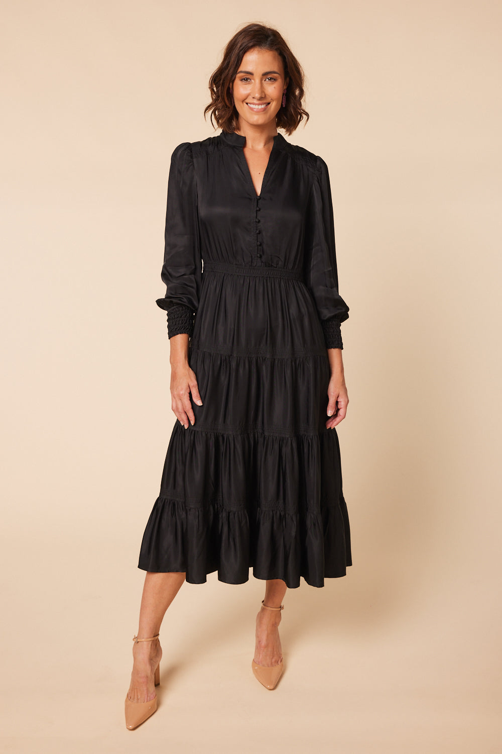 Harriet Maxi Dress in Satin Black (7123577503818)