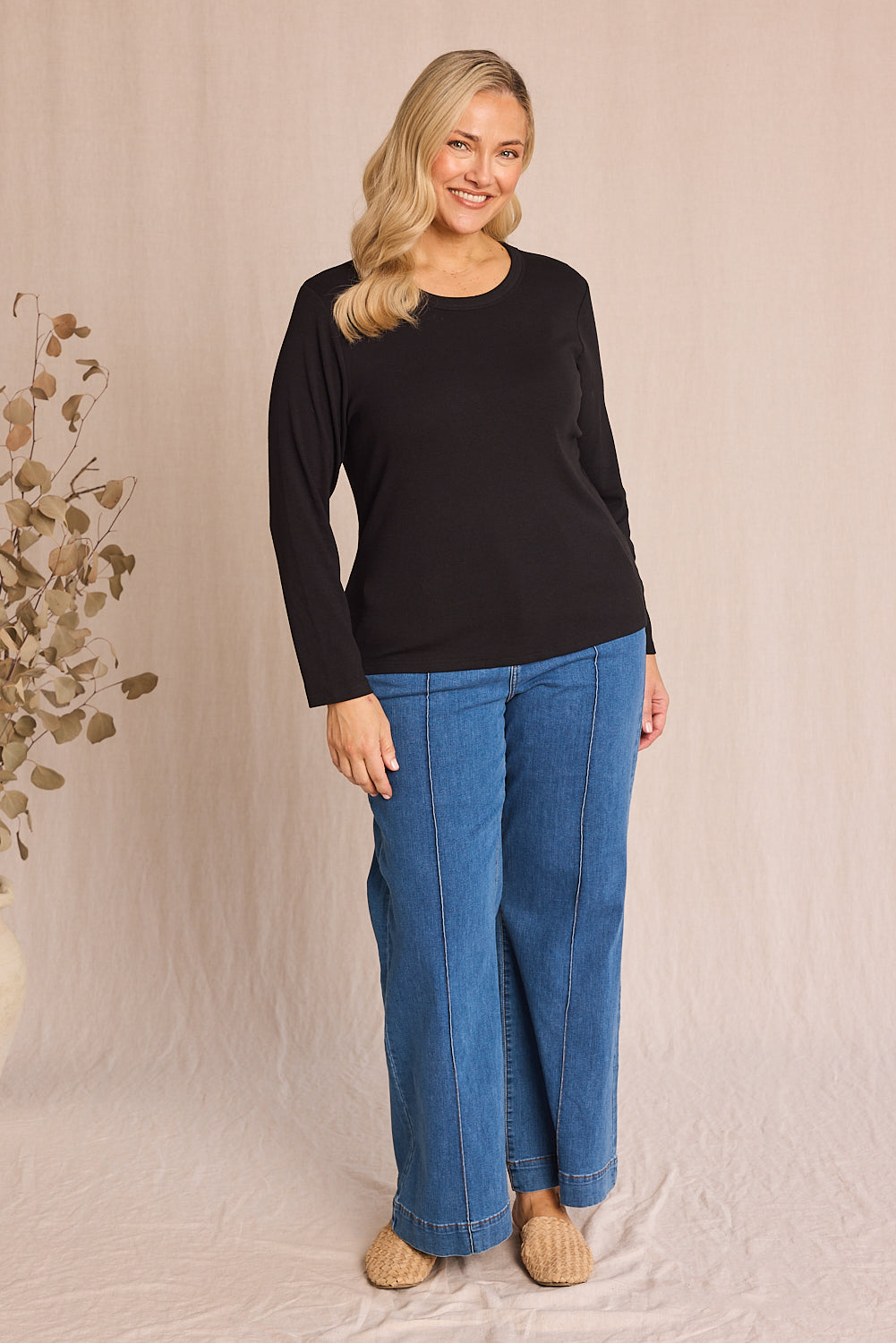 Adrift Denim Wide Leg Jeans in Mid Wash