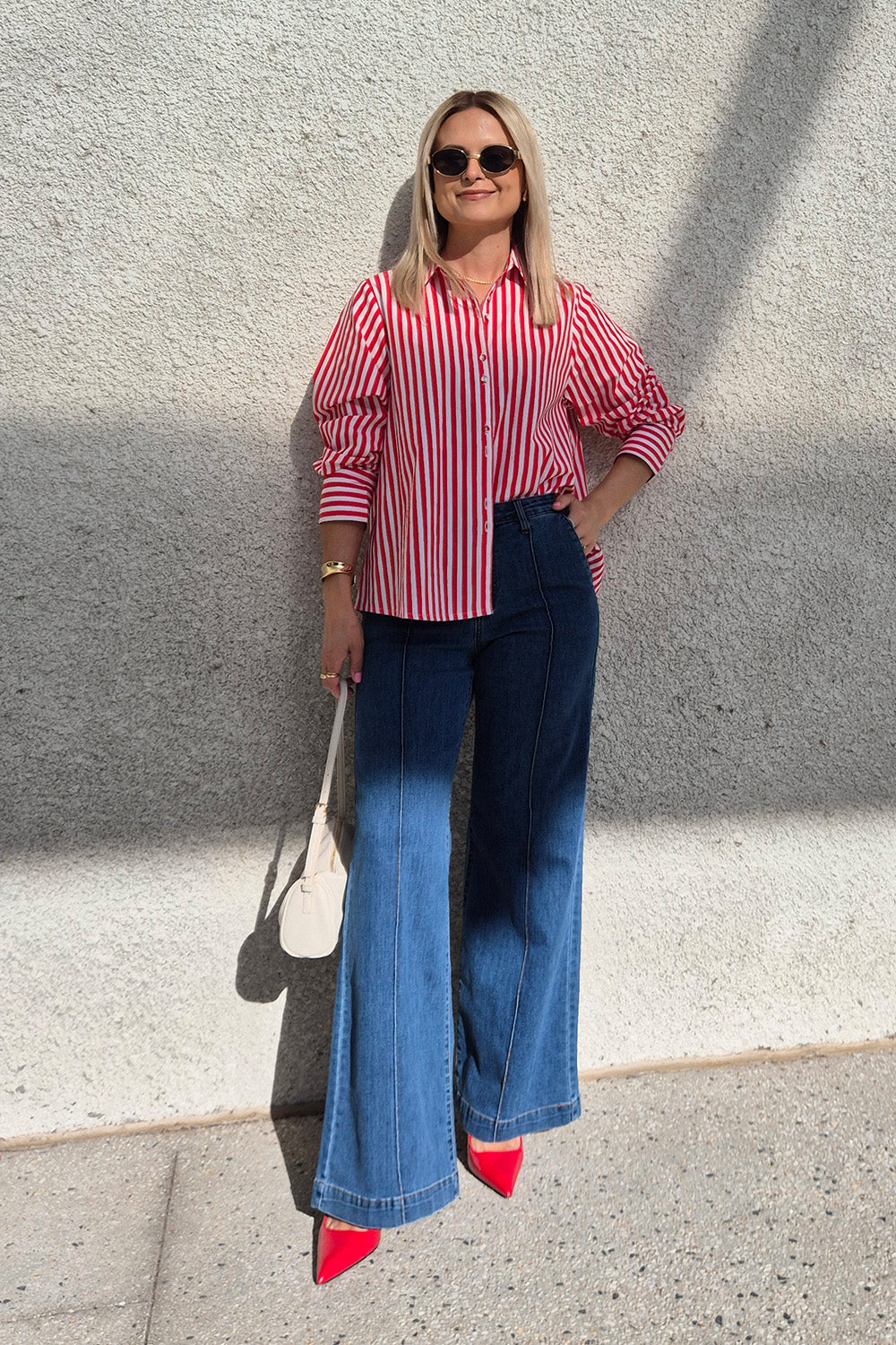 Adrift Denim Wide Leg Jeans in Mid Wash