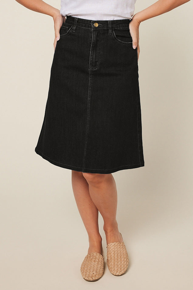 A line denim skirt knee length australia hotsell