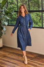 Abbey Chambray Dress in Mid Wash