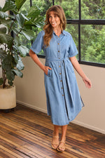 Abbey Chambray Dress in Light Wash