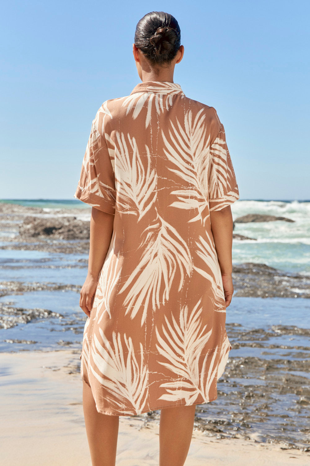 Abbey Resort Shirt Dress in Palma Tan