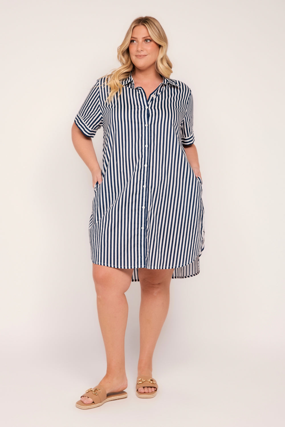 Abbey Resort Shirt Dress in Poolside