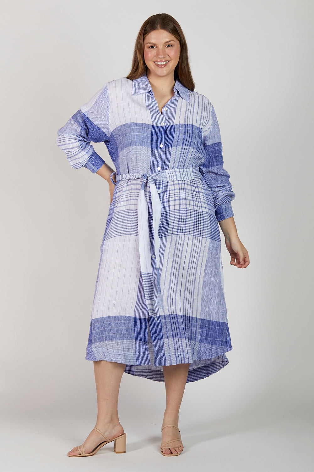 Abbey Linen Shirt Dress in Saori