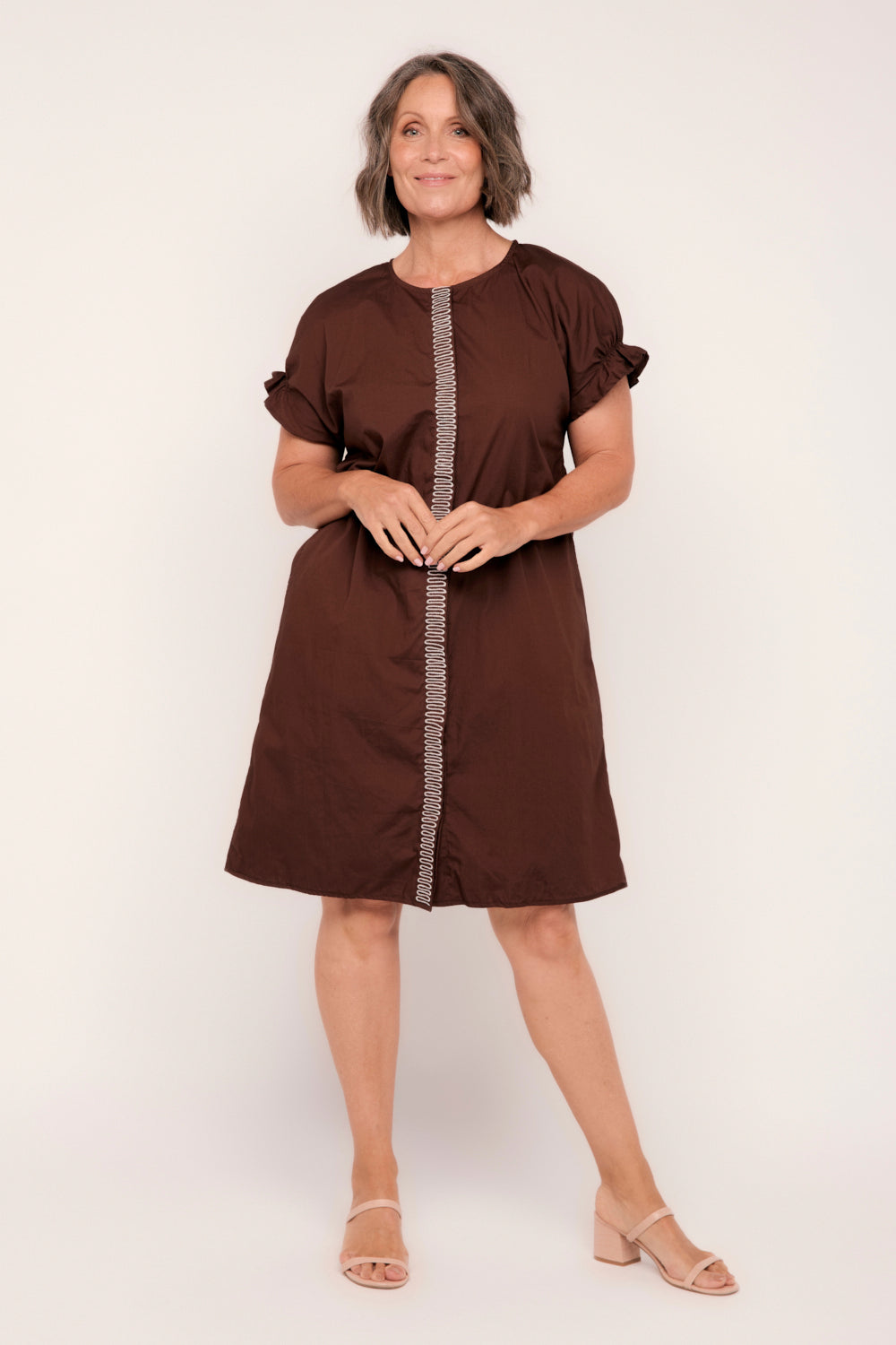 Adalynn Poplin Shift Dress in Chocolate