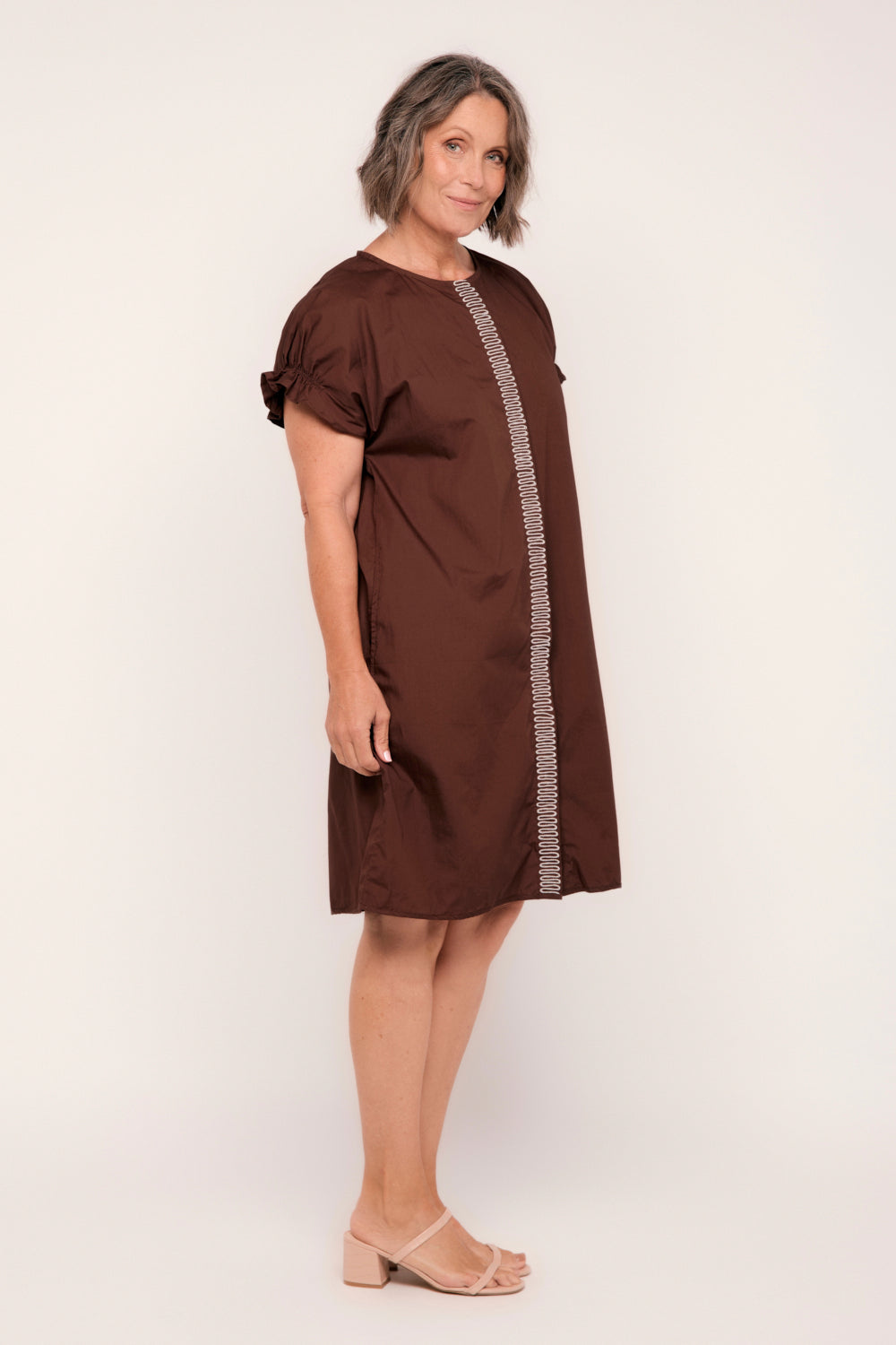 Adalynn Poplin Shift Dress in Chocolate