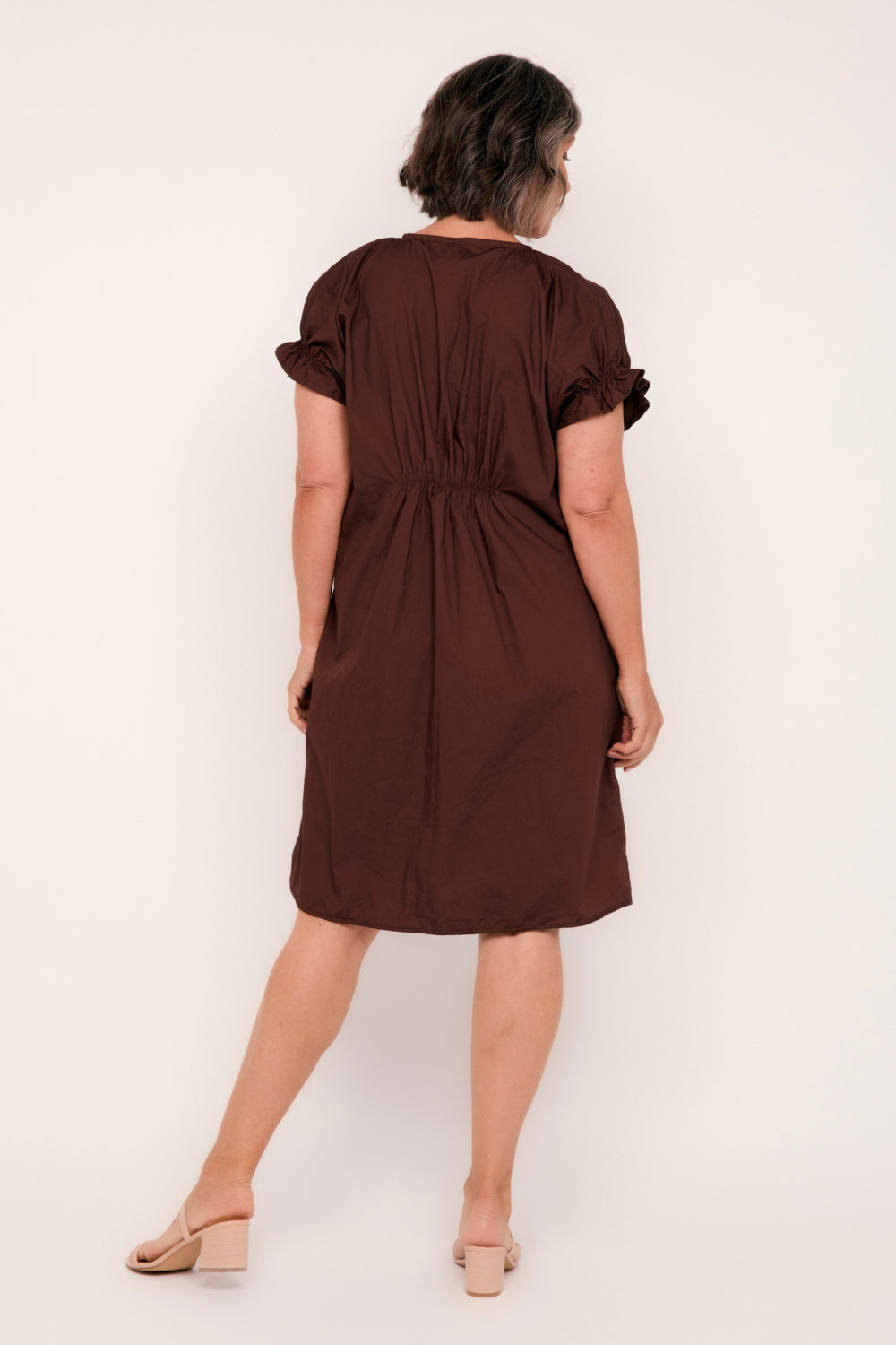 Adalynn Poplin Shift Dress in Chocolate