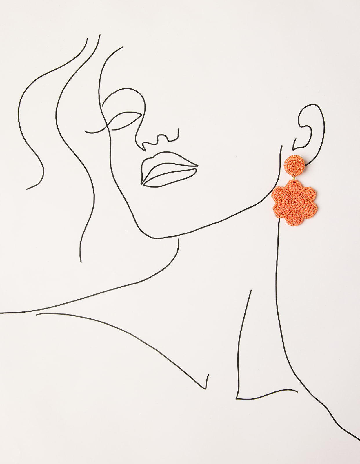 Daisy Beaded Earrings in Orange