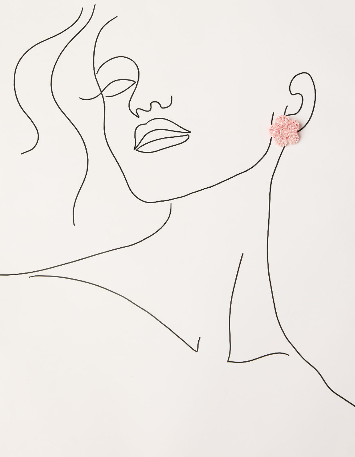 Beaded Flower Studs in Light Pink