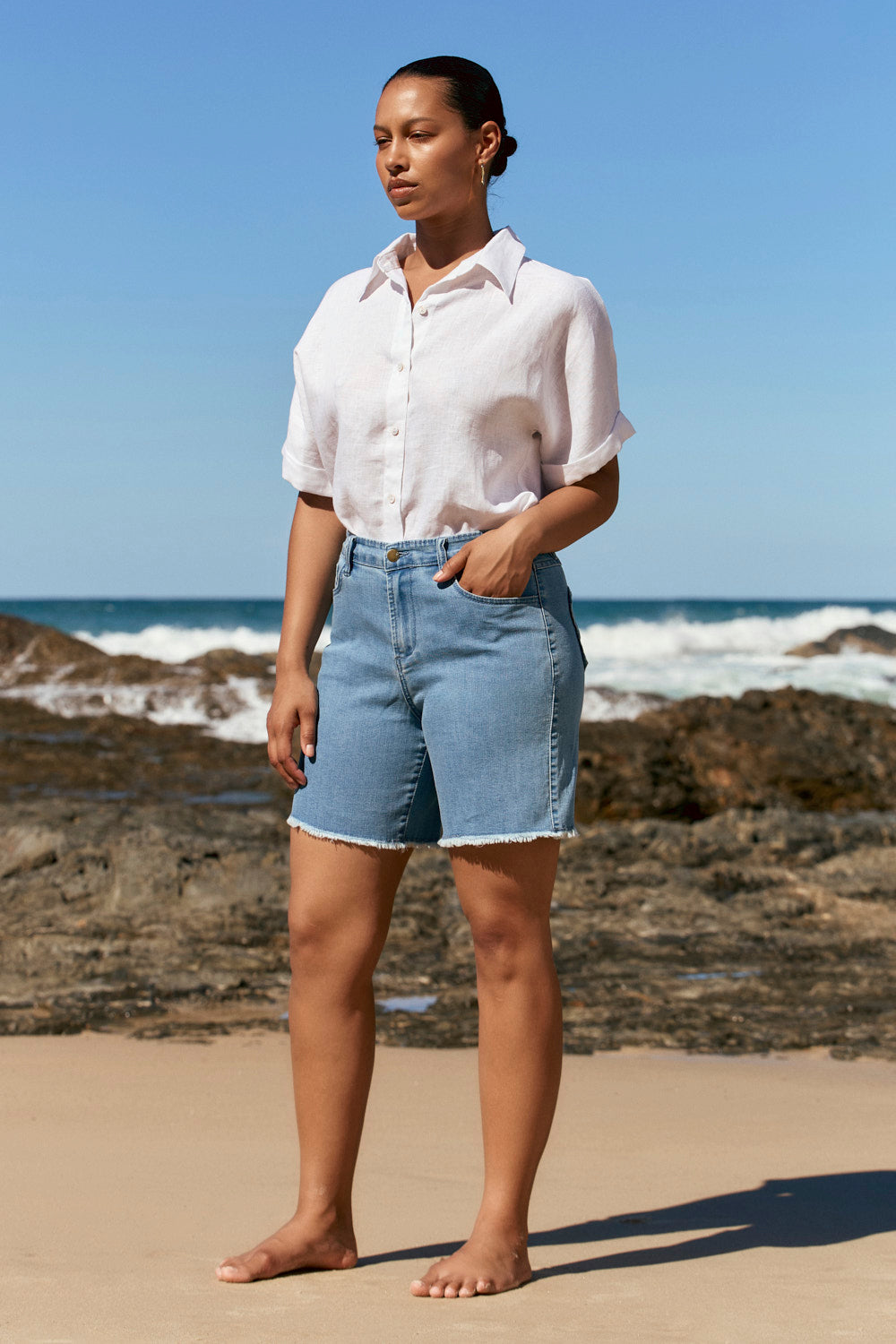 Adrift Denim Cut Off Shorts in Light Wash