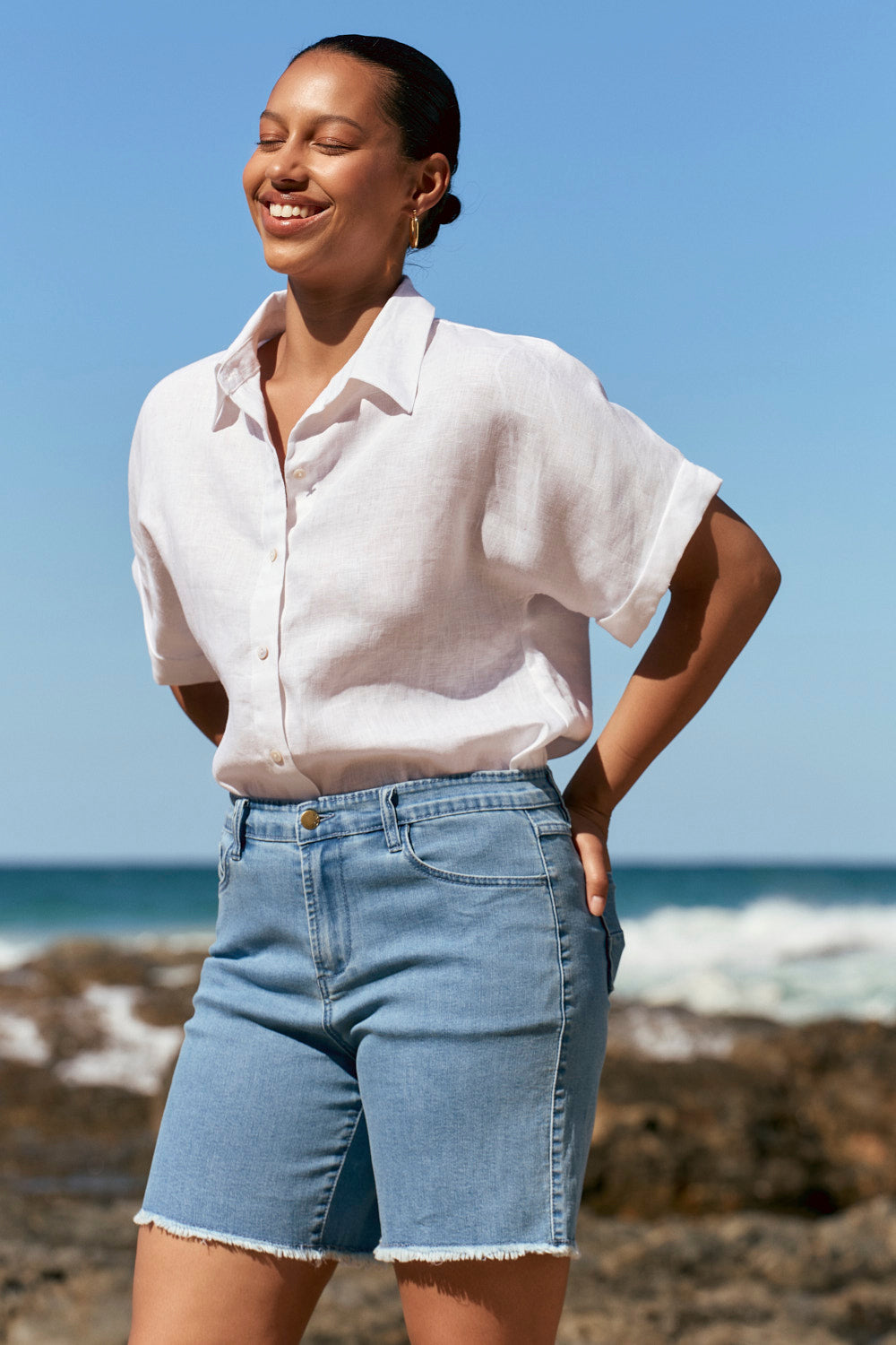 Adrift Denim Cut Off Shorts in Light Wash