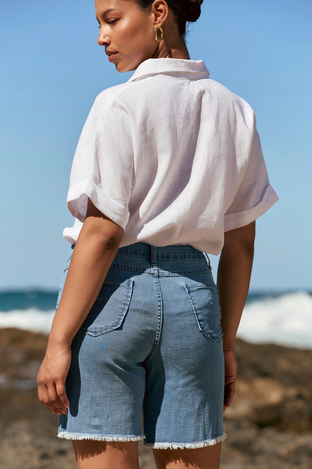 Adrift Denim Cut Off Shorts in Light Wash