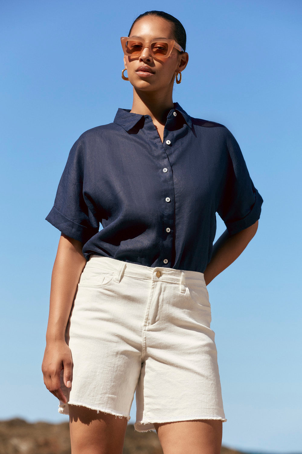 Adrift Denim Cut Off Shorts in White