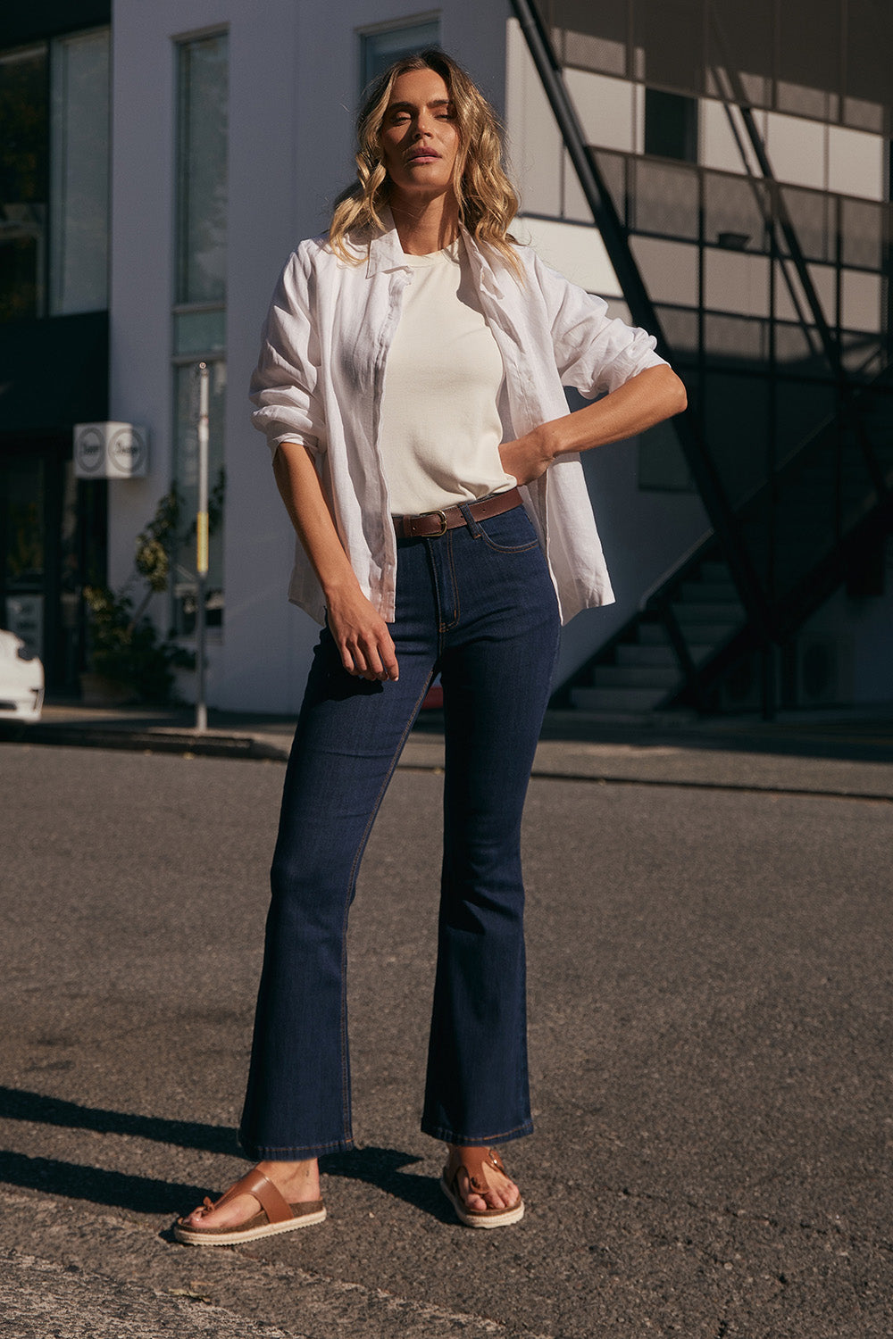 Adrift Denim Flared Jeans in Dark Wash