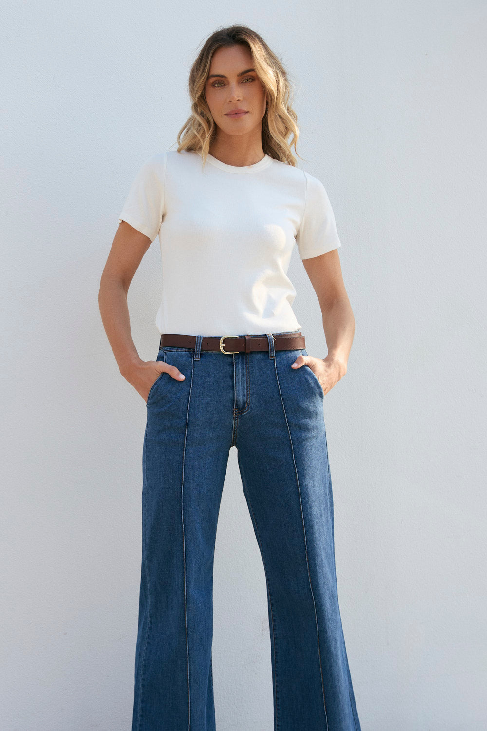 Adrift Denim Wide Leg Jeans in Mid Wash