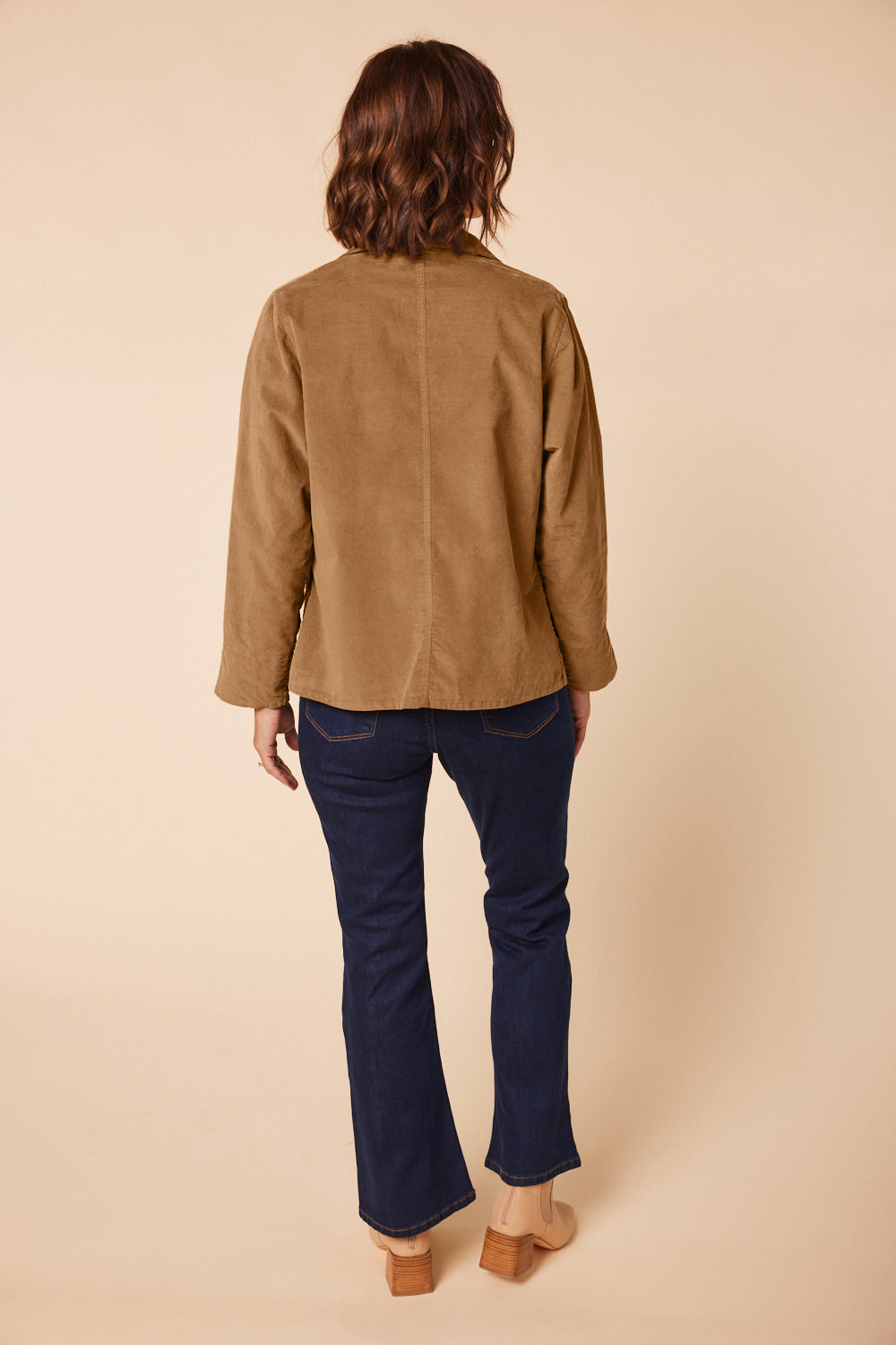 Adrift Relaxed Brushed Cotton Blazer in Camel