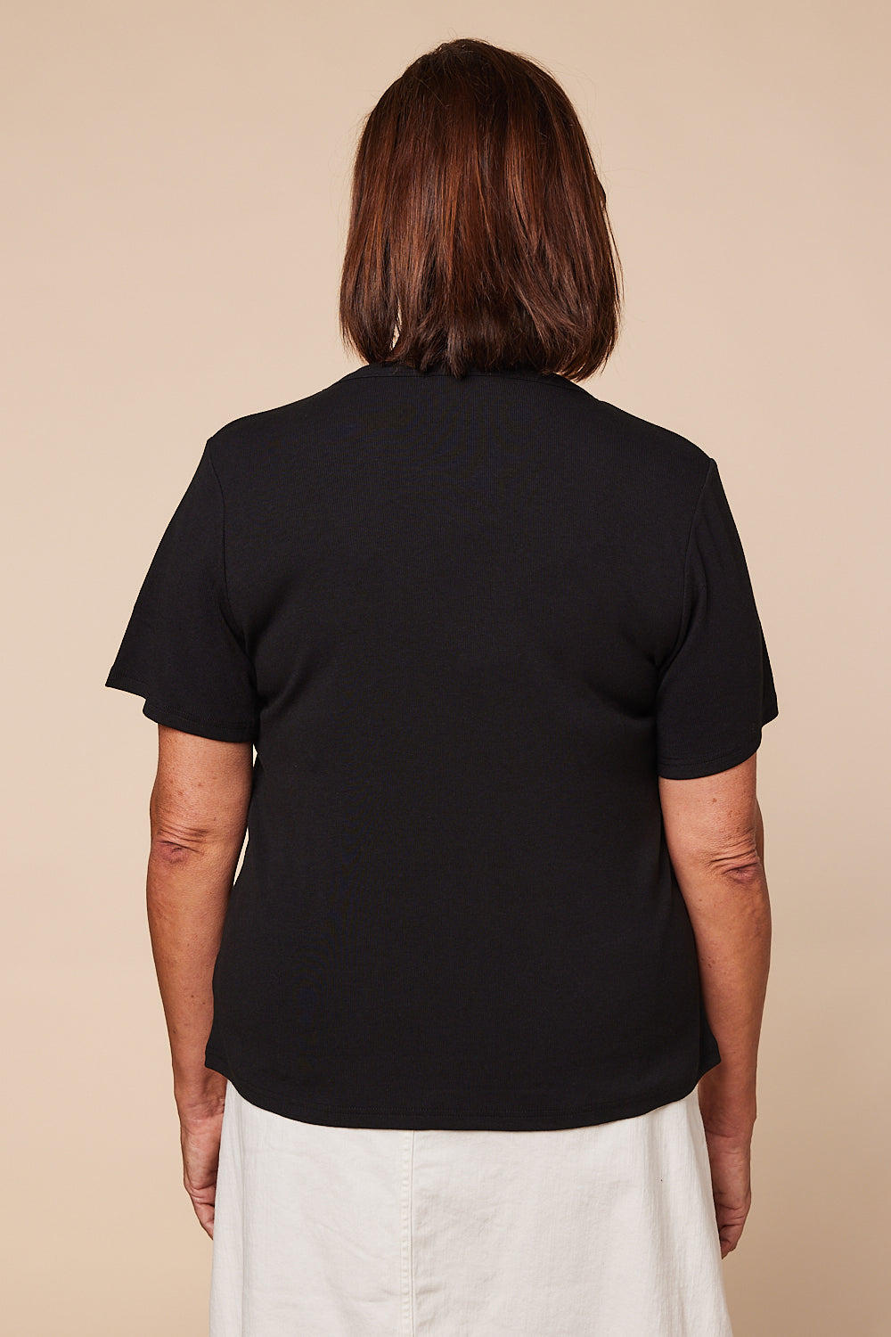 Adrift Ribbed Tee in Black