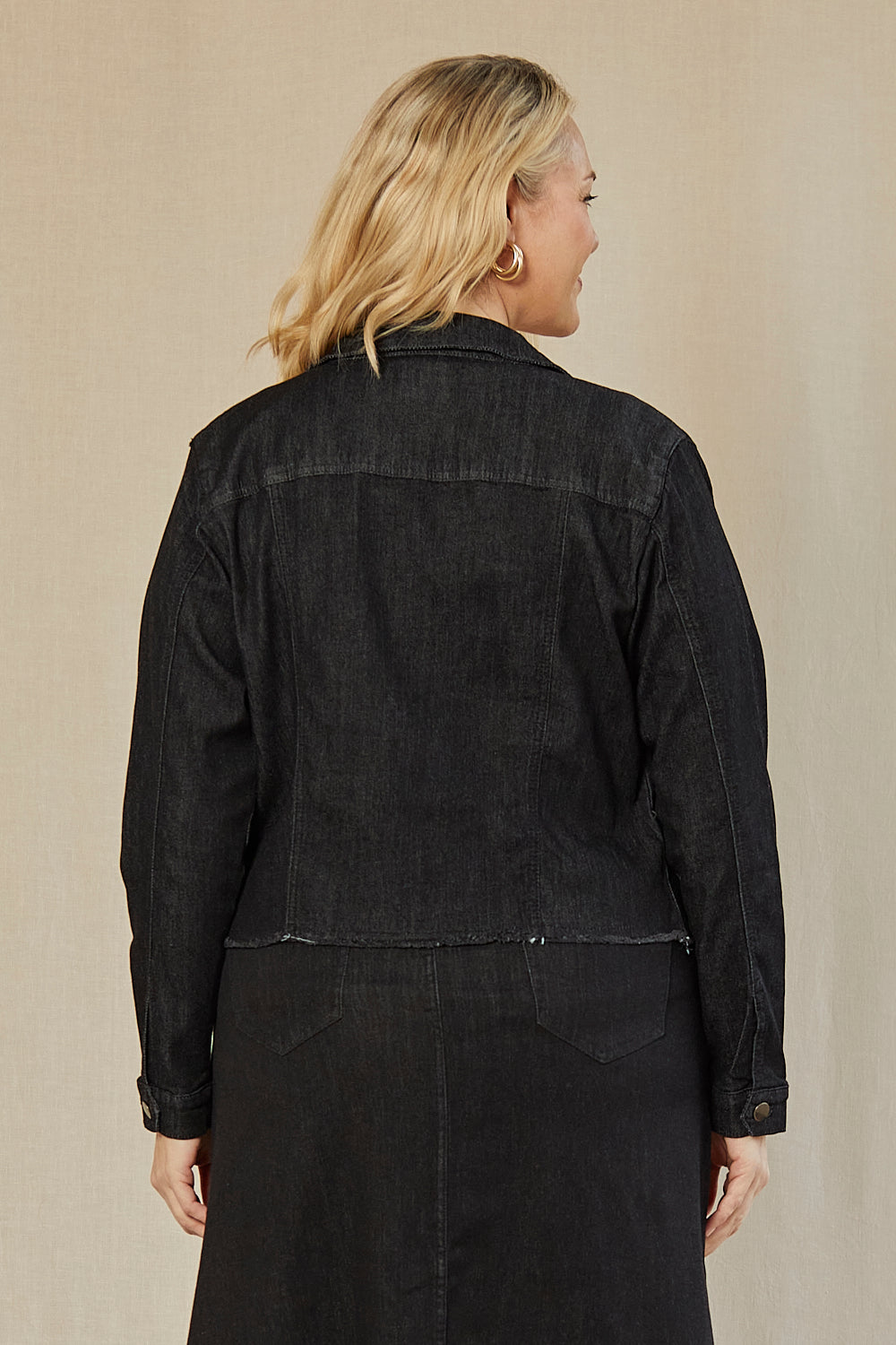 Adrift Cropped Denim Jacket in Black