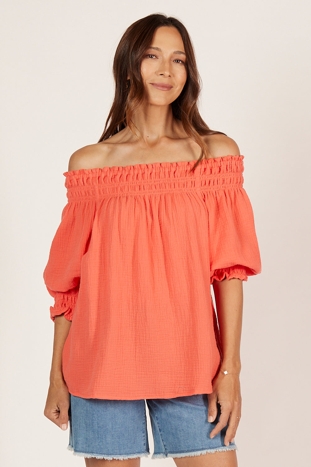 Poppy Off The Shoulder Top in Candlelight