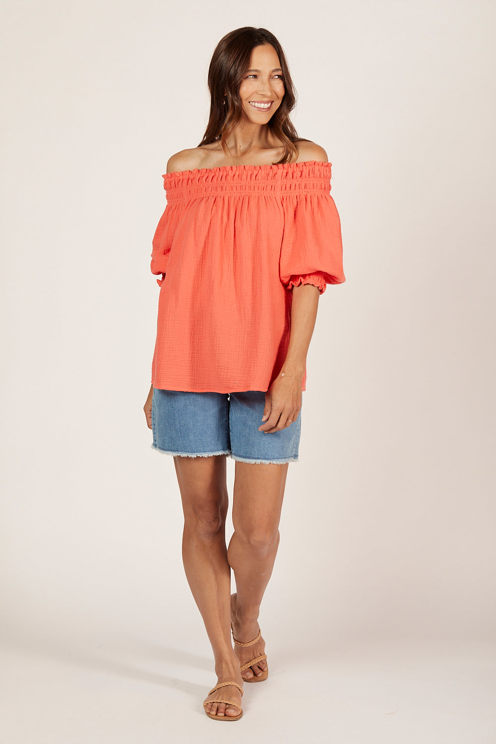 Poppy Off The Shoulder Top in Candlelight