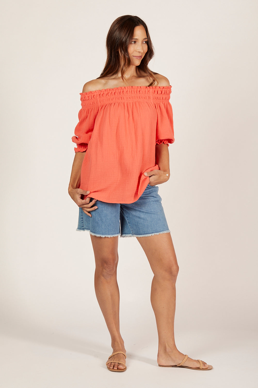 Poppy Off The Shoulder Top in Candlelight