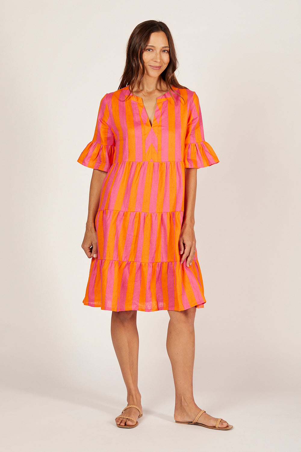 Scout Linen Tiered Dress in Afterglow