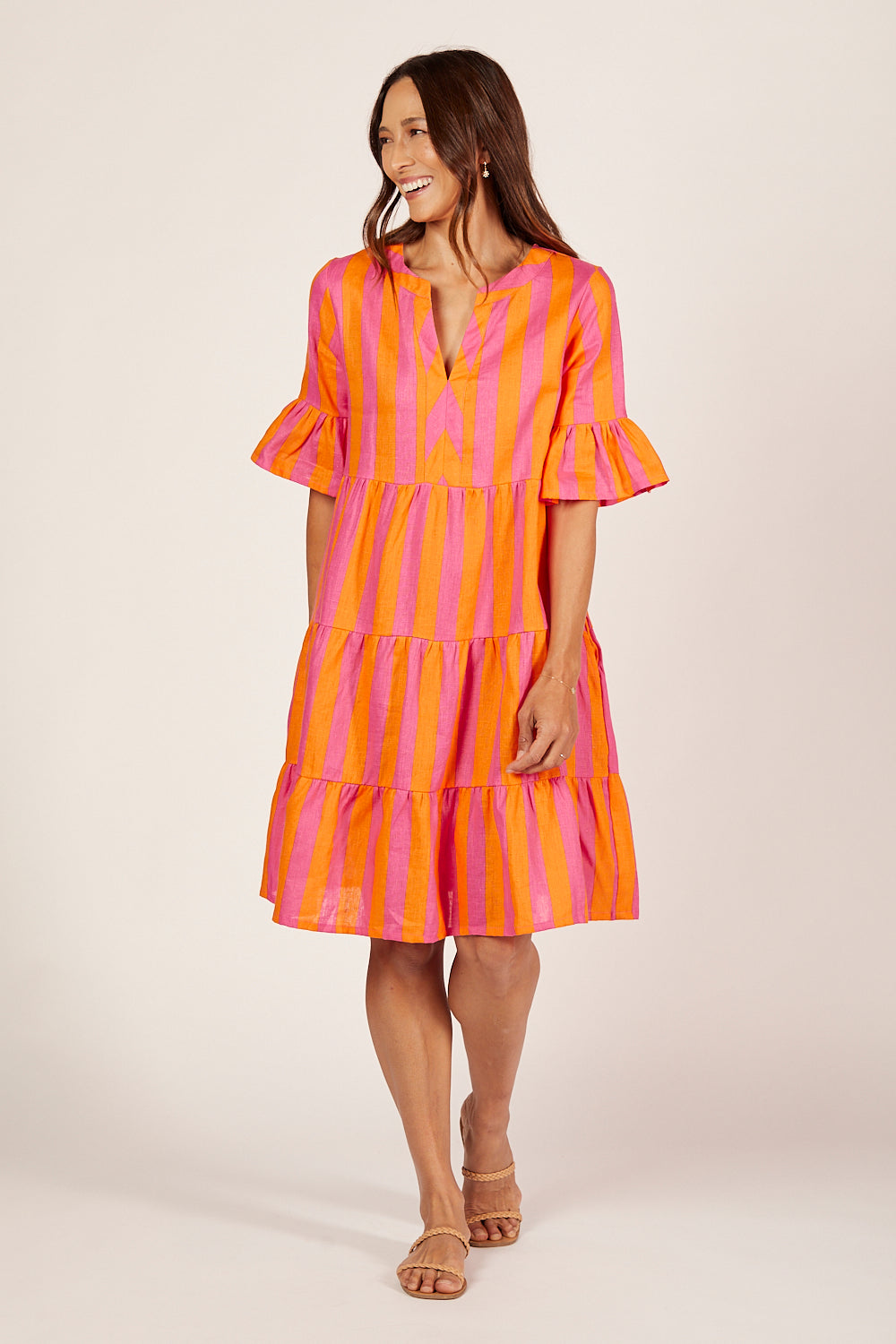 Scout Linen Tiered Dress in Afterglow