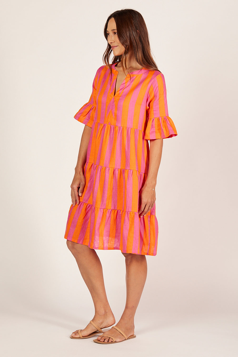 Scout Linen Tiered Dress in Afterglow