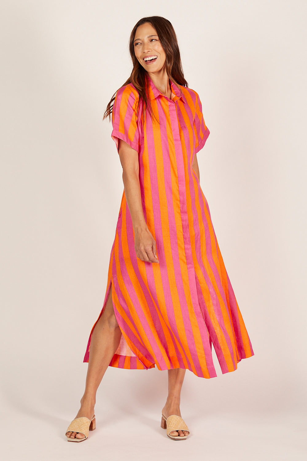 Gracie Linen Shirt Dress in Afterglow