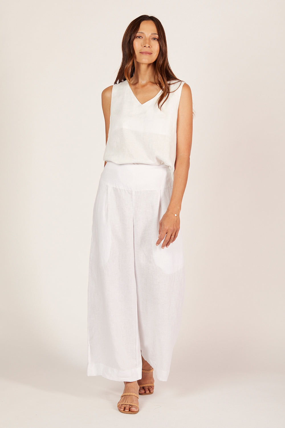 Ember Linen Cami in White