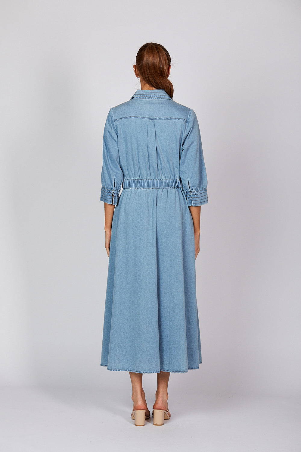 Wendy Chambray Wrap Dress in Light Wash