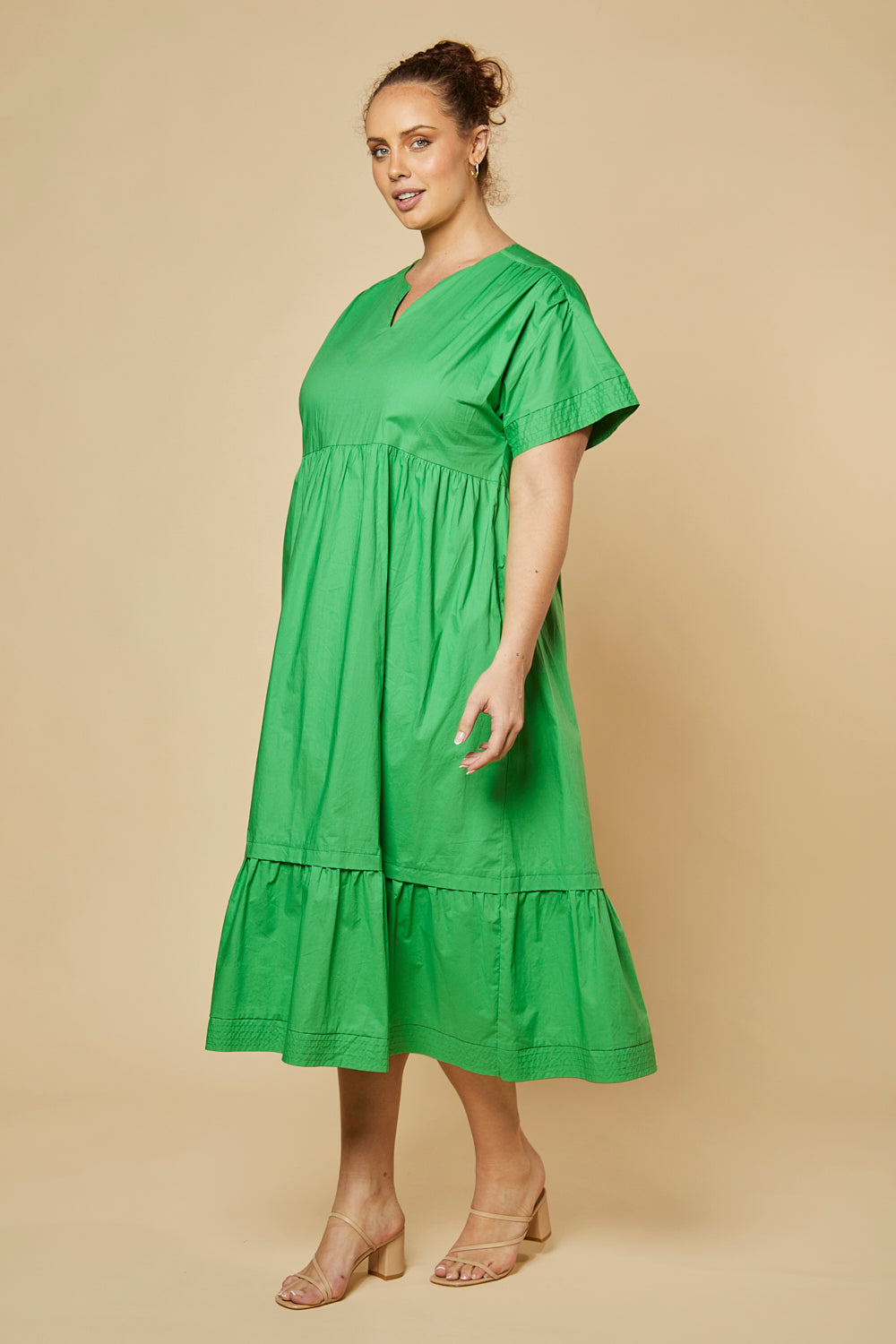 Ainsley Shift Dress in Green Poplin