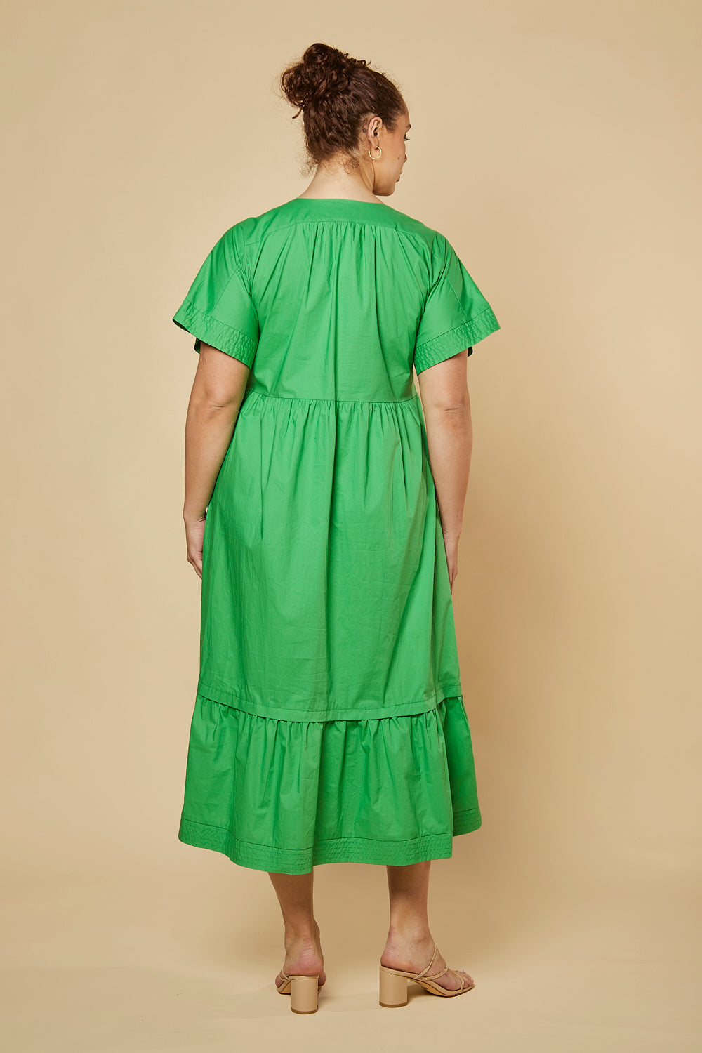 Ainsley Shift Dress in Green Poplin