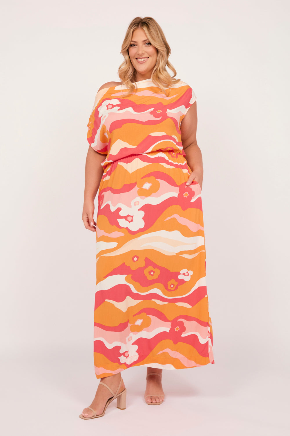 Alice Drop Shoulder Maxi Dress in Solene Pink