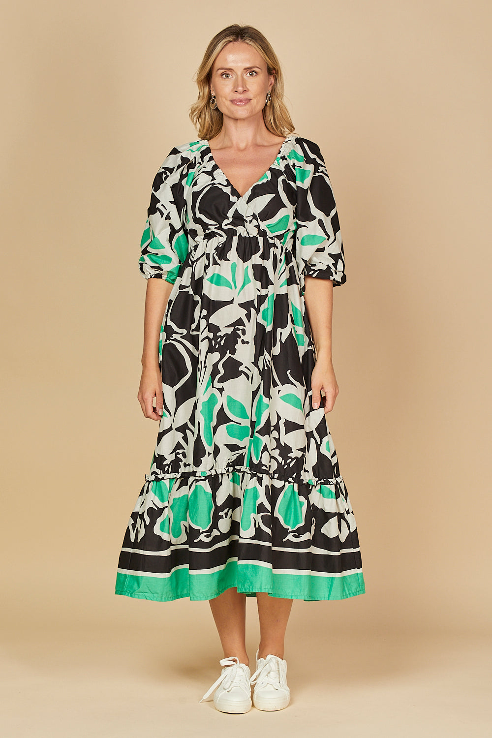 Alison 3/4 Sleeve Maxi Dress in Helsinki Summer