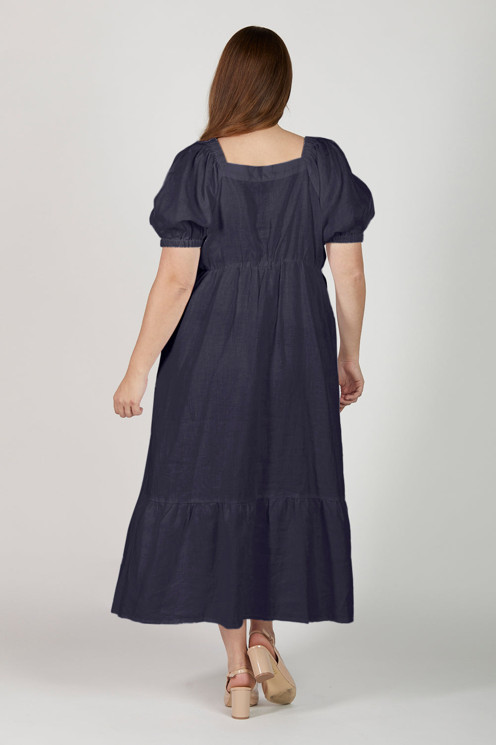 Alison Linen Maxi Dress in Navy