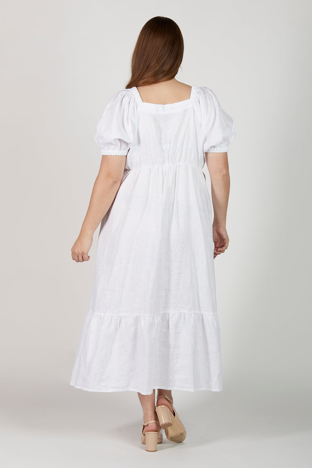 Alison Linen Maxi Dress in White